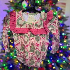 Festive Pink and Green Baby Romper